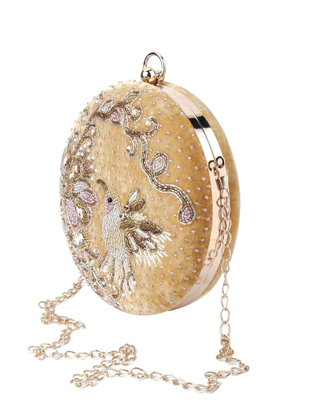 Odette Women Yellow Round Designer Clutch - Image 4