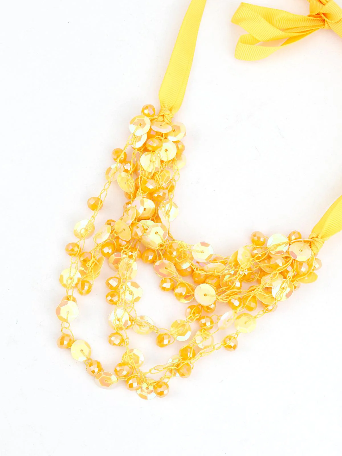 Odette Women Yellow Sequin Flashy Layering Necklace - Image 4