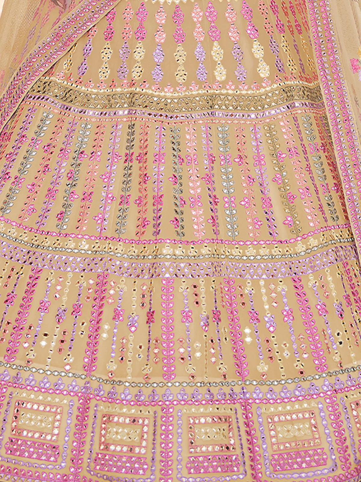 Odette Women Yellow Embroidered Organza Semi Stitched Lehenga With Unstitched Blouse - Image 3