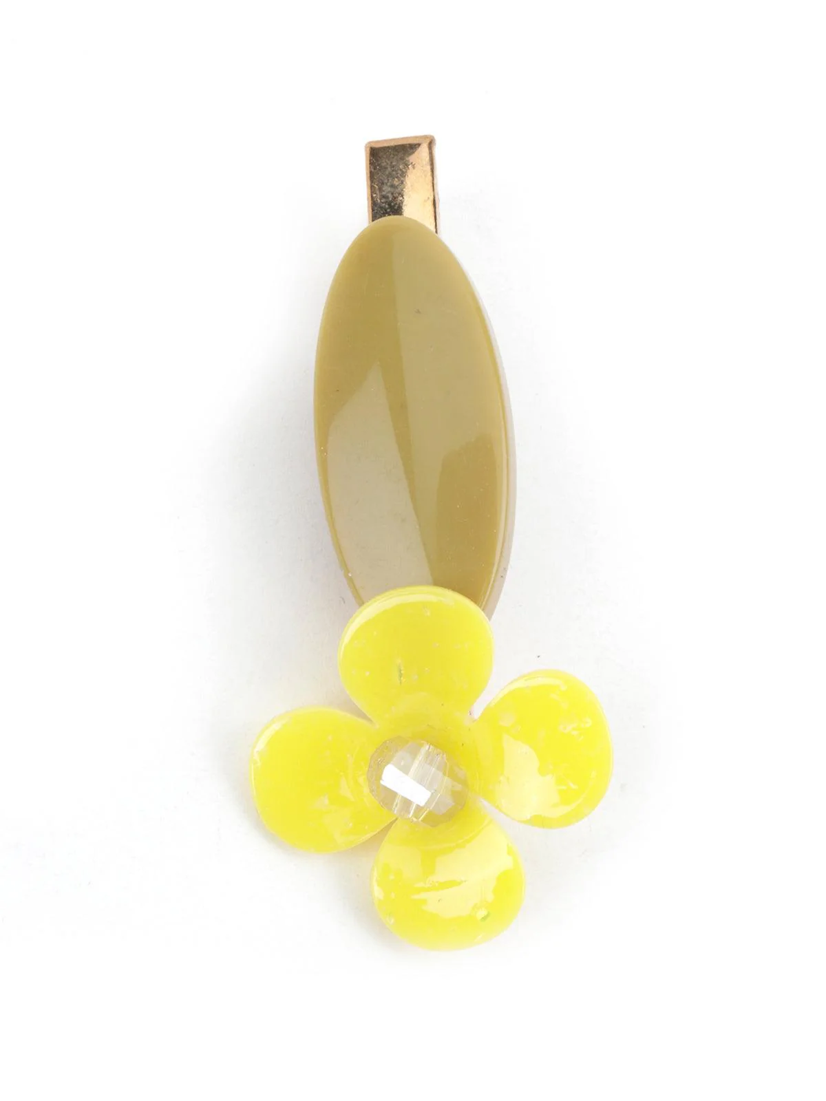 Odette Women Yellow Glass Stone Hair Clip - Image 3