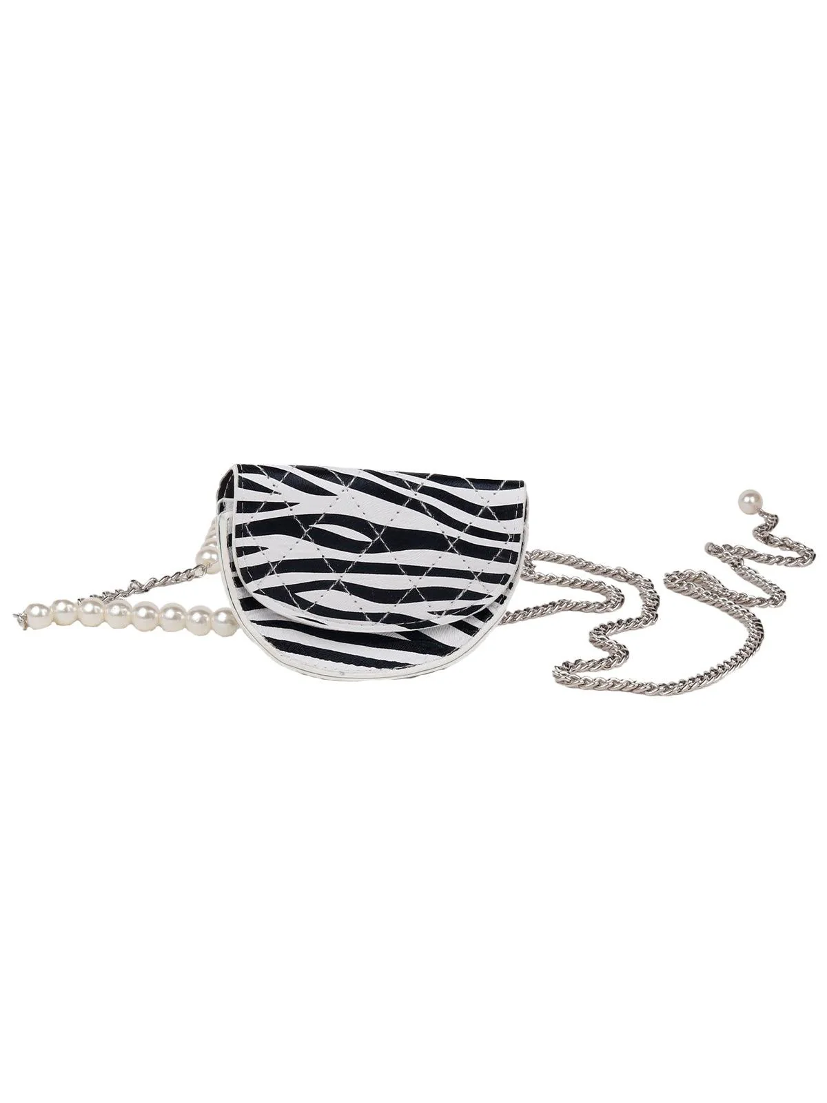 Odette Women Black Metal Printed Belt Bag - Image 3